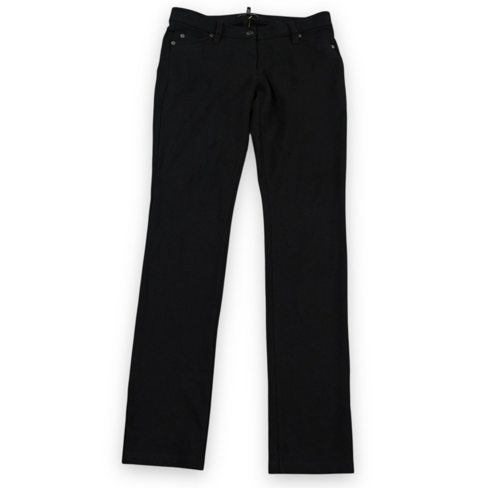 Eileen Fisher Pants Women 4 Black Stretch Ponte Italian Knit Slim Fit Minimalist